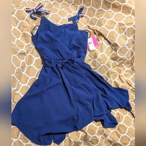 Girl's Dress blue with rainbow tie straps